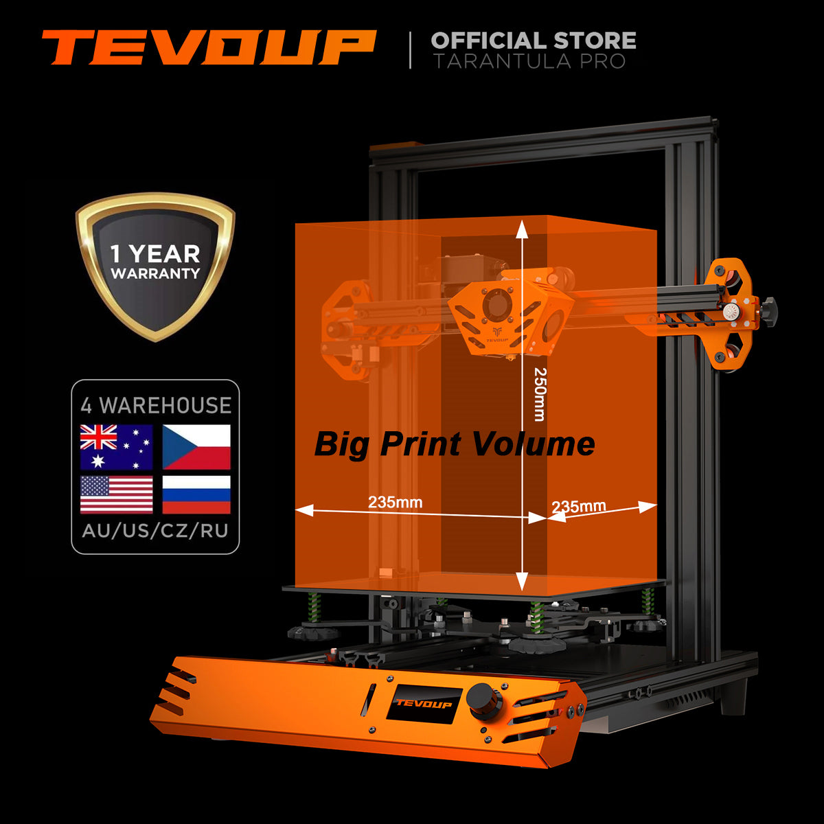 TEVOUP TARANTULA PRO 3D PRINTER FDM(235X235X250MM)