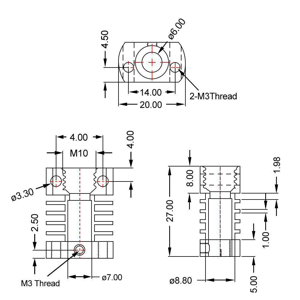 Full Metal J-head Hotend MK8 V6 Bowden Extruder Kit