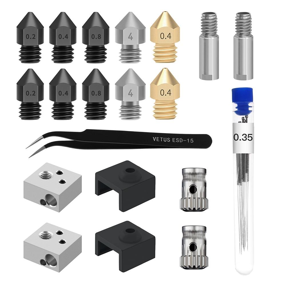 3D Printer nozzle MK8 aluminum block tool tweezers 0.35mm cleaning needle MK8 sock extrusion wheel for 3D Printer Bluer (Nozzle kit) - Homers 3D Onlinestore