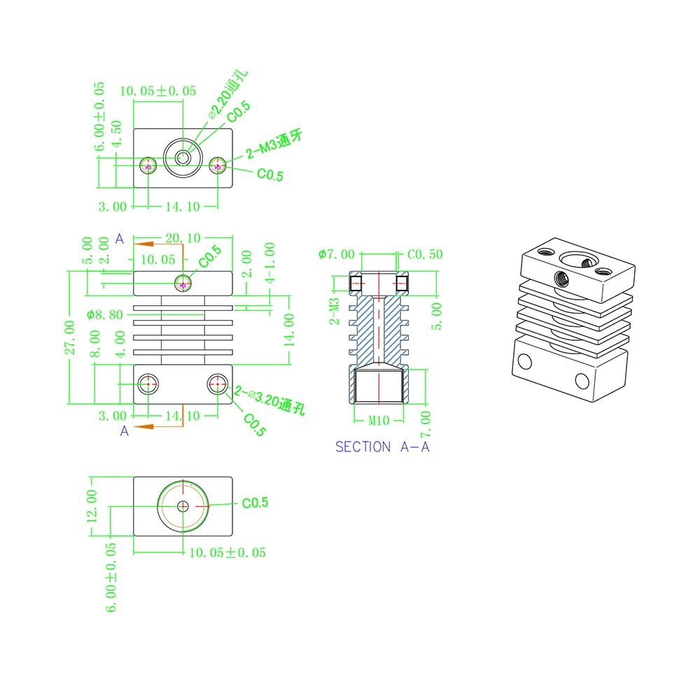 Hotend Extruder Kit Long Distance V6 Extrusion J-head