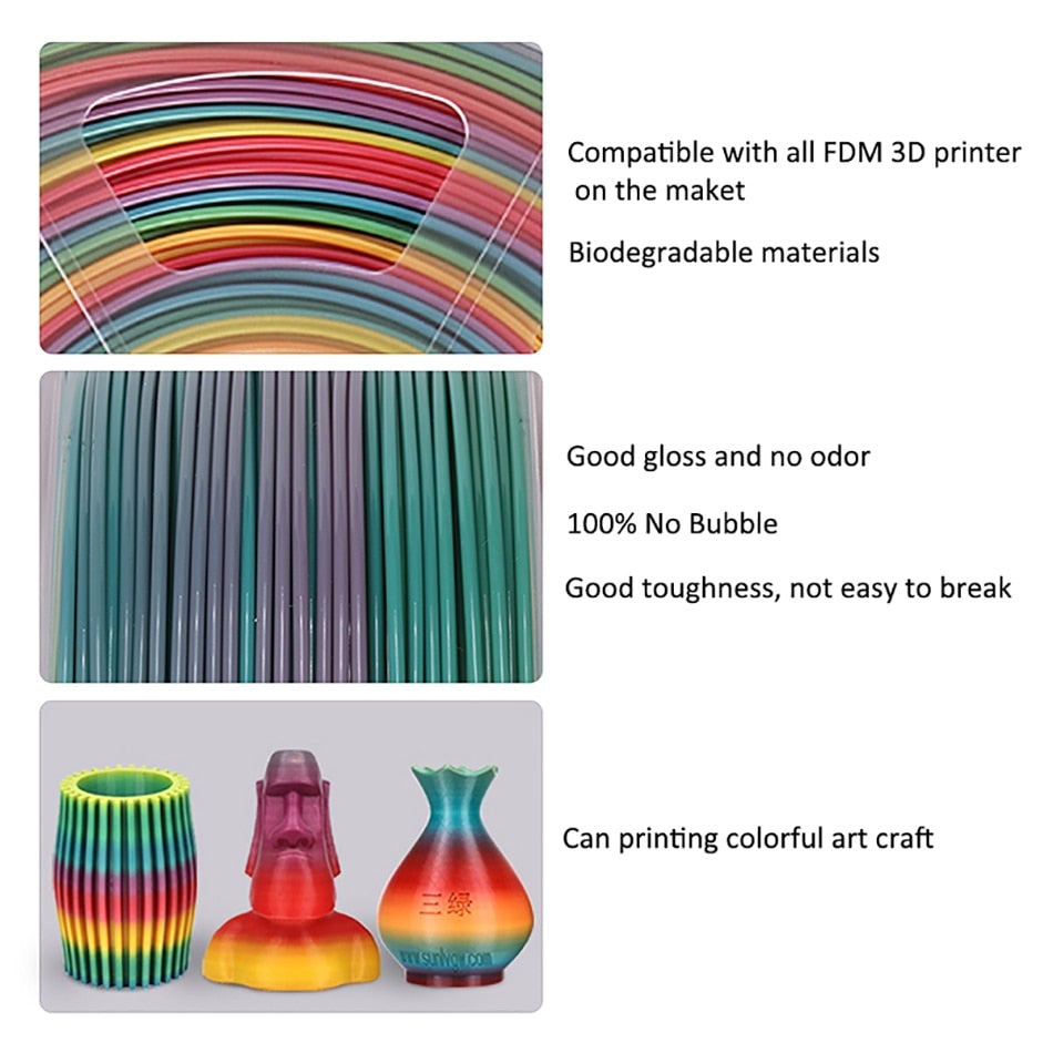 1KG 1.75mm PLA Rainbow Filament