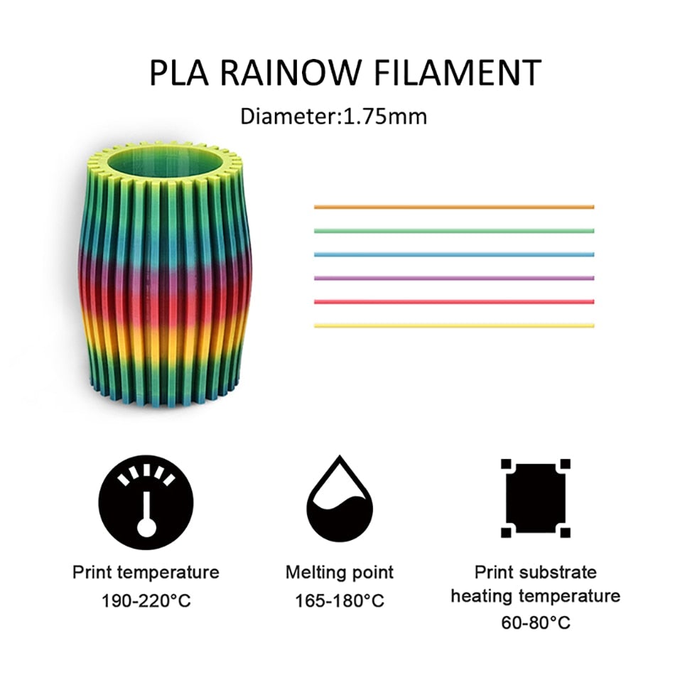1KG 1.75mm PLA Rainbow Filament
