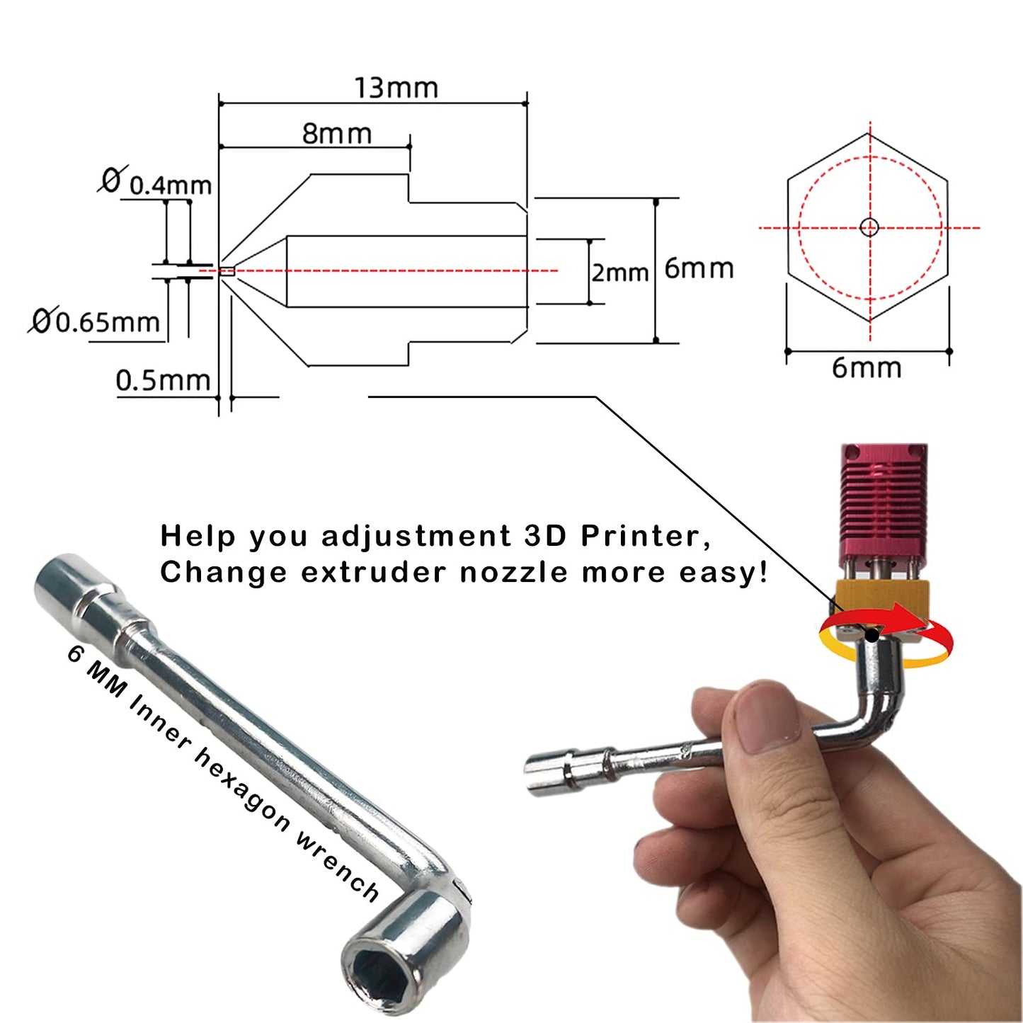 MK8 Nozzles 25 pcs 0.4mm 3D Printer Brass Nozzles