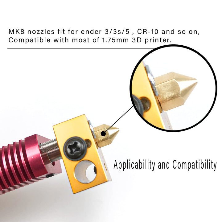 MK8 Nozzles 25 pcs 3D Printer Brass Nozzles